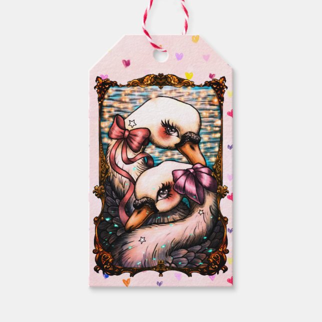 Etiqueta Para Presente Amantes de cisnes (Frente)