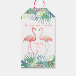 Etiqueta Para Presente Amar O Rir Feliz Para Sempre. Flamingo Rosa