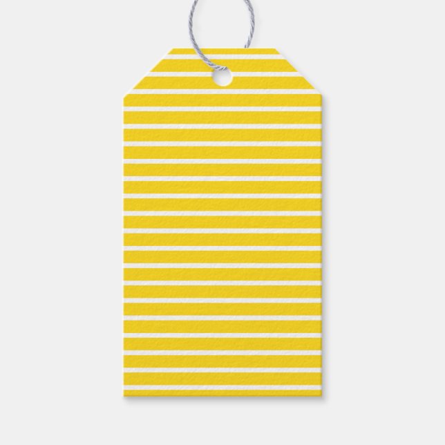 Etiqueta Para Presente Amarelo com faixas brancas (Frente)