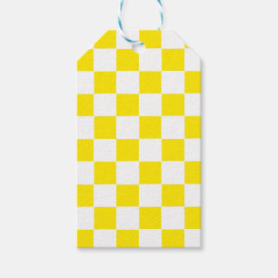 Etiqueta Para Presente Amarelo e branco verificados