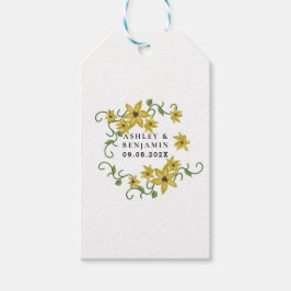 Etiqueta Para Presente Amarelo Floral Botânico de Girassol Desenhado à Mã
