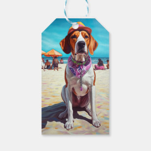 Etiqueta Para Presente American English Foxhound on Beach, presente de ve
