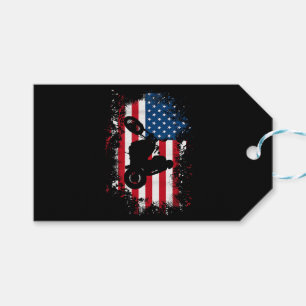Etiqueta Para Presente American Flag Motorcycle Funny Sport over