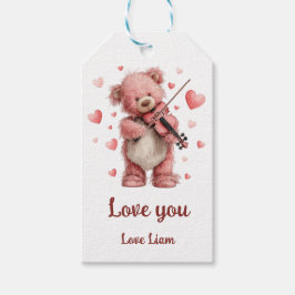Etiqueta Para Presente Amo Você Teddy com Violino