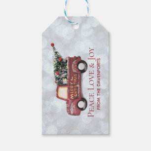 Etiqueta Para Presente Amor & alegria da paz com Natal vermelho do