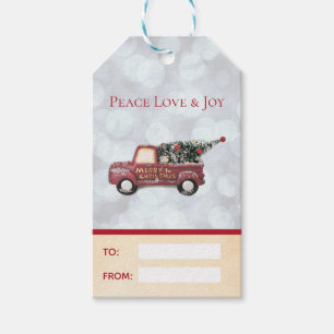 Etiqueta Para Presente Amor & alegria da paz com Natal vermelho do
