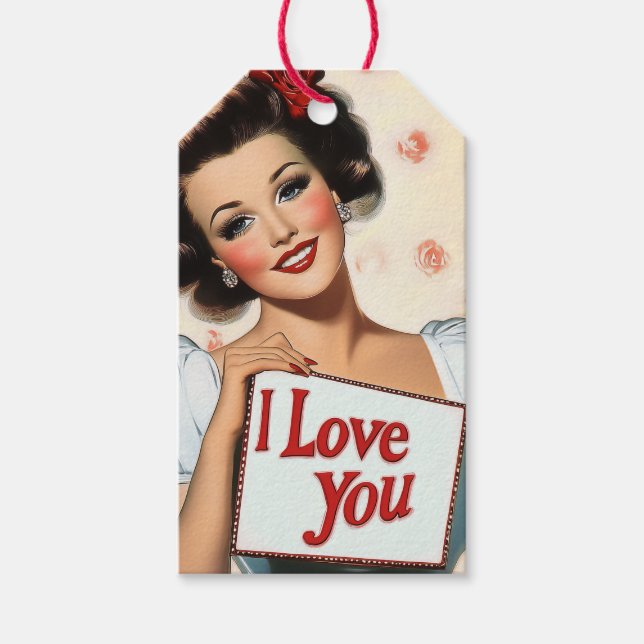 Etiqueta Para Presente Amor com Pin-Up Retroativo (Frente)