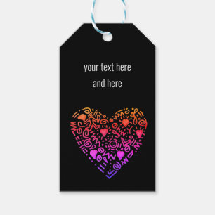 Etiqueta Para Presente amor coraçã roxa rosa-rosa