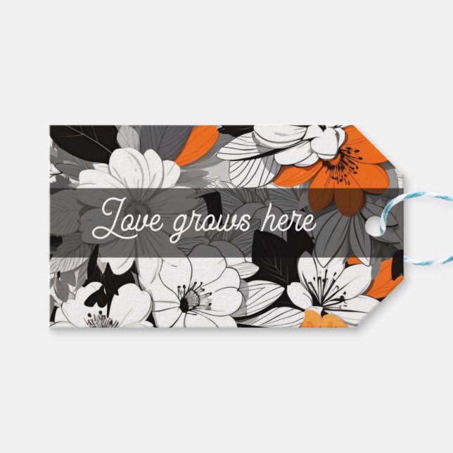 Etiqueta Para Presente Amor cresce aqui floral moderno (Frente (horizontal))
