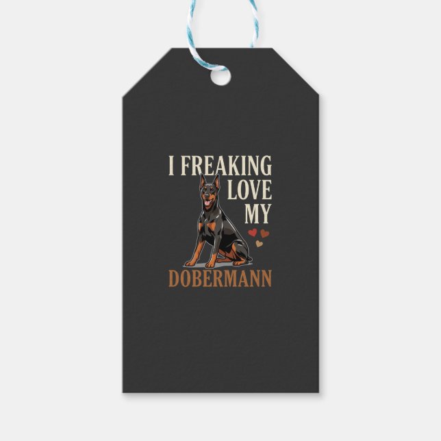 Etiqueta Para Presente Amor Dobermann Amante de Cachorro (Frente)