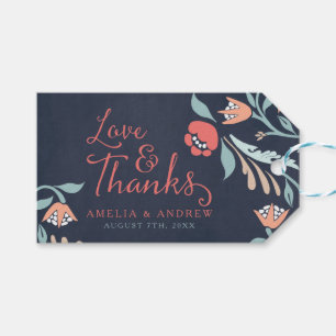 Etiqueta Para Presente Amor e casamento floral do quadro azulado dos