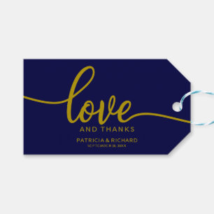 Etiqueta Para Presente Amor e Gratidão - Favor de Casamento Azul Marinho