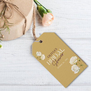 Etiqueta Para Presente Amor em Flor com Chá de Bebê da Rosa Branca