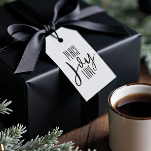 Etiqueta Para Presente Amor feriado preto & branco de da alegria da paz