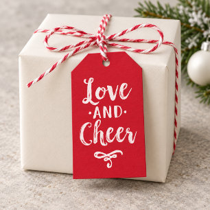 Etiqueta Para Presente Amor Moderno e Alegria Natal Vermelho e Branco