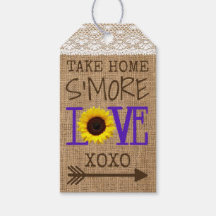 Etiqueta Para Presente Amor neto roxo de S'More de serapilheira do laço