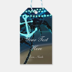 Etiqueta Para Presente Anchor Beach Palm Trees & Lights Rustic Gift Tag