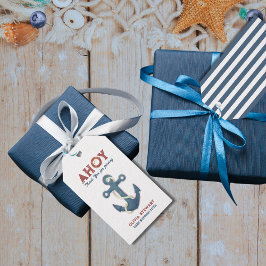 Etiqueta Para Presente Anchor Obrigado Chá de fraldas náutico