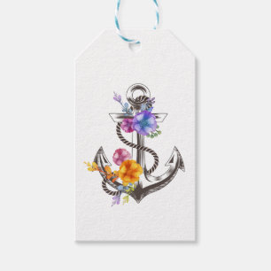 Etiqueta Para Presente Âncora Floral Roxo Praia Náutica