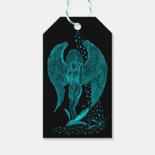 Etiqueta Para Presente Angel perdeu em Love, Design preto e verde