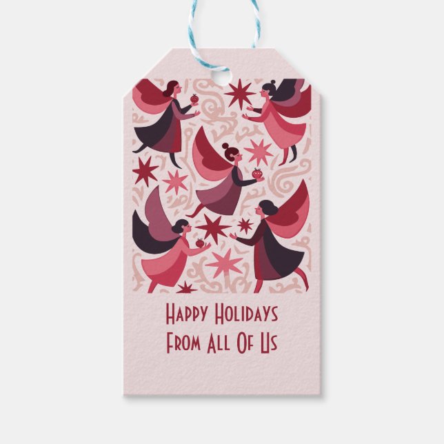 Etiqueta Para Presente Angelic Figures Mid-Century Modern Kitschmas (Frente)