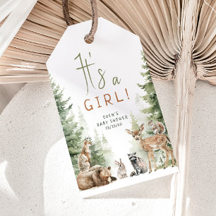 Etiqueta Para Presente Animais da Floresta É um Chá de fraldas de Garota 