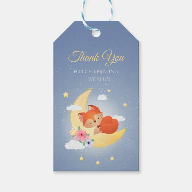 Etiqueta Para Presente Animais da floresta, fofa fofa obrigado (Frente)