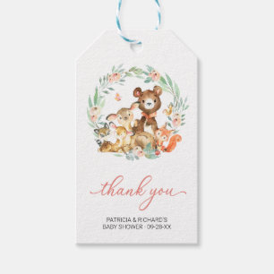 Etiqueta Para Presente Animais da Floresta Verde Agradecimento Baby Showe