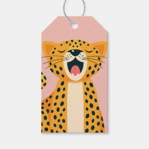 Etiqueta Para Presente Animais de Safari Caprichosos - Guepardo Bocejando