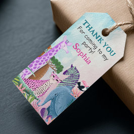 Etiqueta Para Presente Animais de safári menina da selva aniversário obri