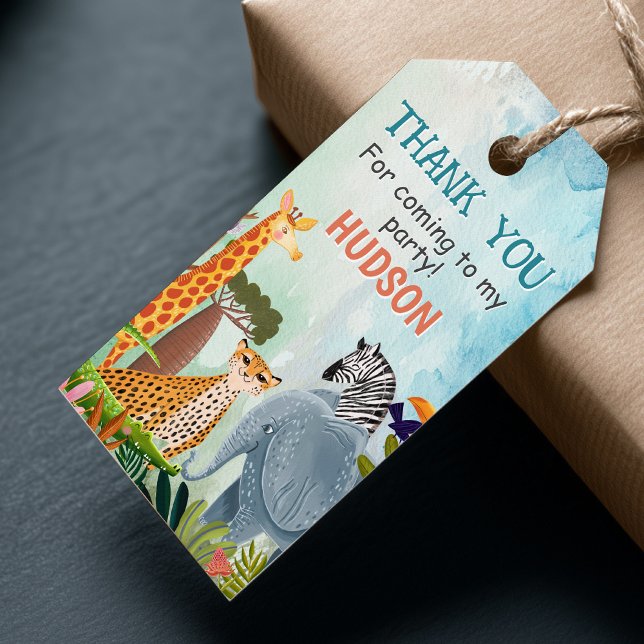 Etiqueta Para Presente Animais de safari selva criança aniversário obriga (Criador carregado)
