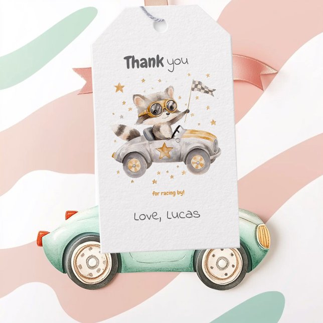 Etiqueta Para Presente Animais Engraçados Race Carros segundo aniversário (Criador carregado)