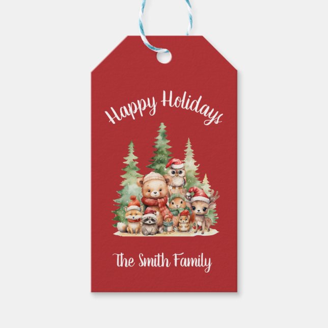 ETIQUETA PARA PRESENTE ANIMAIS RÚSTICOS DE NATAL DE MADEIRA (Frente)