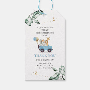 Etiqueta Para Presente Animais Safari Conduzem Por Chá de fraldas Verde 