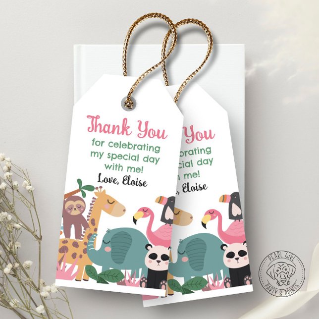 Etiqueta Para Presente Animal Selvagem Rosa  (Criador carregado)