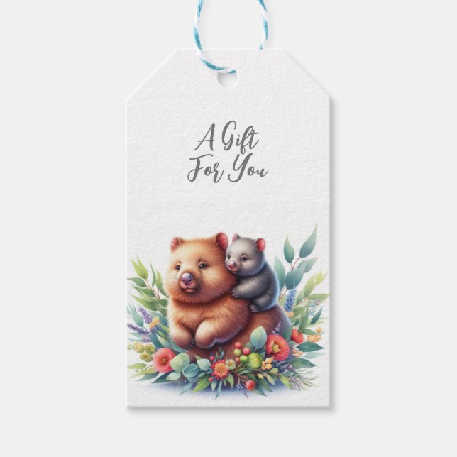 Etiqueta Para Presente Animal Silvestre Wombat (Frente)