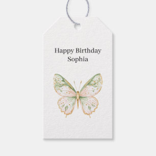 Etiqueta Para Presente Aniversário Borboleta Rosa Menta