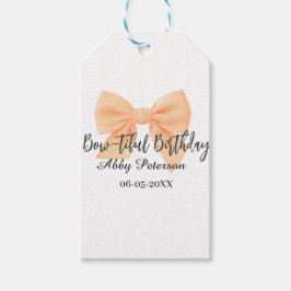Etiqueta Para Presente Aniversário bow-tiful laranja arco nome data simpl