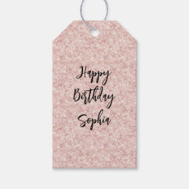 Etiqueta Para Presente Aniversário Brilho Glitter Rosa Rubor