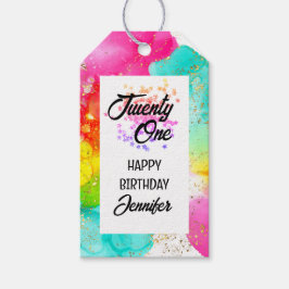 Etiqueta Para Presente Aniversário Colorido de Coloração de Água