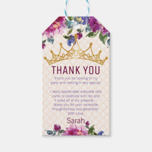 Etiqueta Para Presente Aniversário da Coroa Chique Floral Obrigado