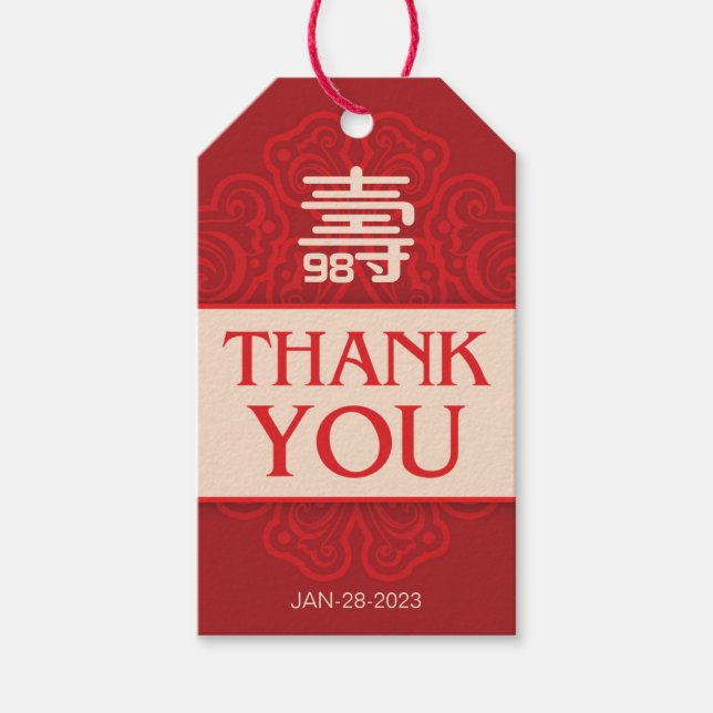 Etiqueta Para Presente Aniversário da "Longevidade" Chinesa (99 & Younger (Frente)