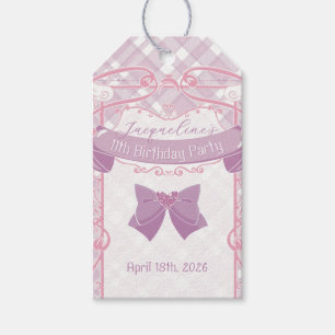 Etiqueta Para Presente Aniversário da Princesa Art Nouveau Roxa
