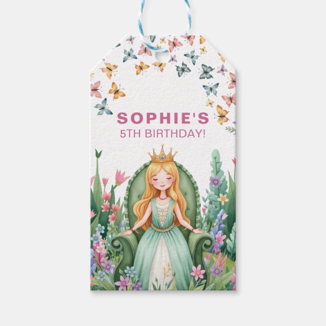 Etiqueta Para Presente Aniversário da Princesa do Bosque Encantado (Frente)