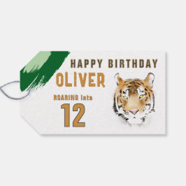 Etiqueta Para Presente Aniversário da Selva de Cor da Água do Tigre Moder