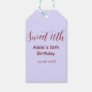 Etiqueta Para Presente Aniversário de 16 anos doce nome roxo pastel retrô