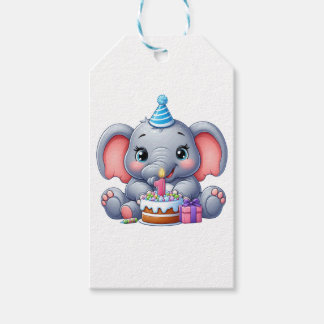 Etiqueta Para Presente Aniversário de 1 ano do Elefante Bebê