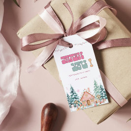 Etiqueta Para Presente Aniversário de 1 ano do Onederland de Inverno Rosa