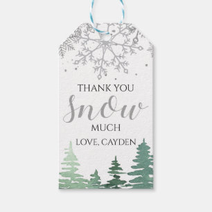 Etiqueta Para Presente Aniversário de 1 ano Winter Onederland Snow Trees