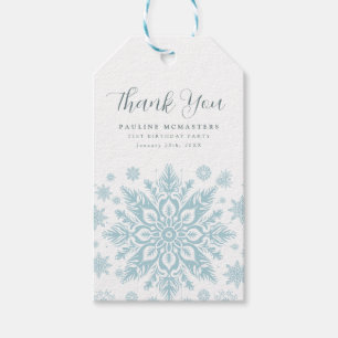 Etiqueta Para Presente aniversário de 21 anos Azul Floco de Neve Obrigado